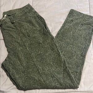 Women's J. Jill Green Pleated Paisley Pants Size Small